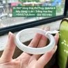 26.788* Vòng Đũa Phỉ Thuý Jadeite A - Nếp Băng - Lão - Trắng - Hoa Bay ~ 54x9,7x9,8mm