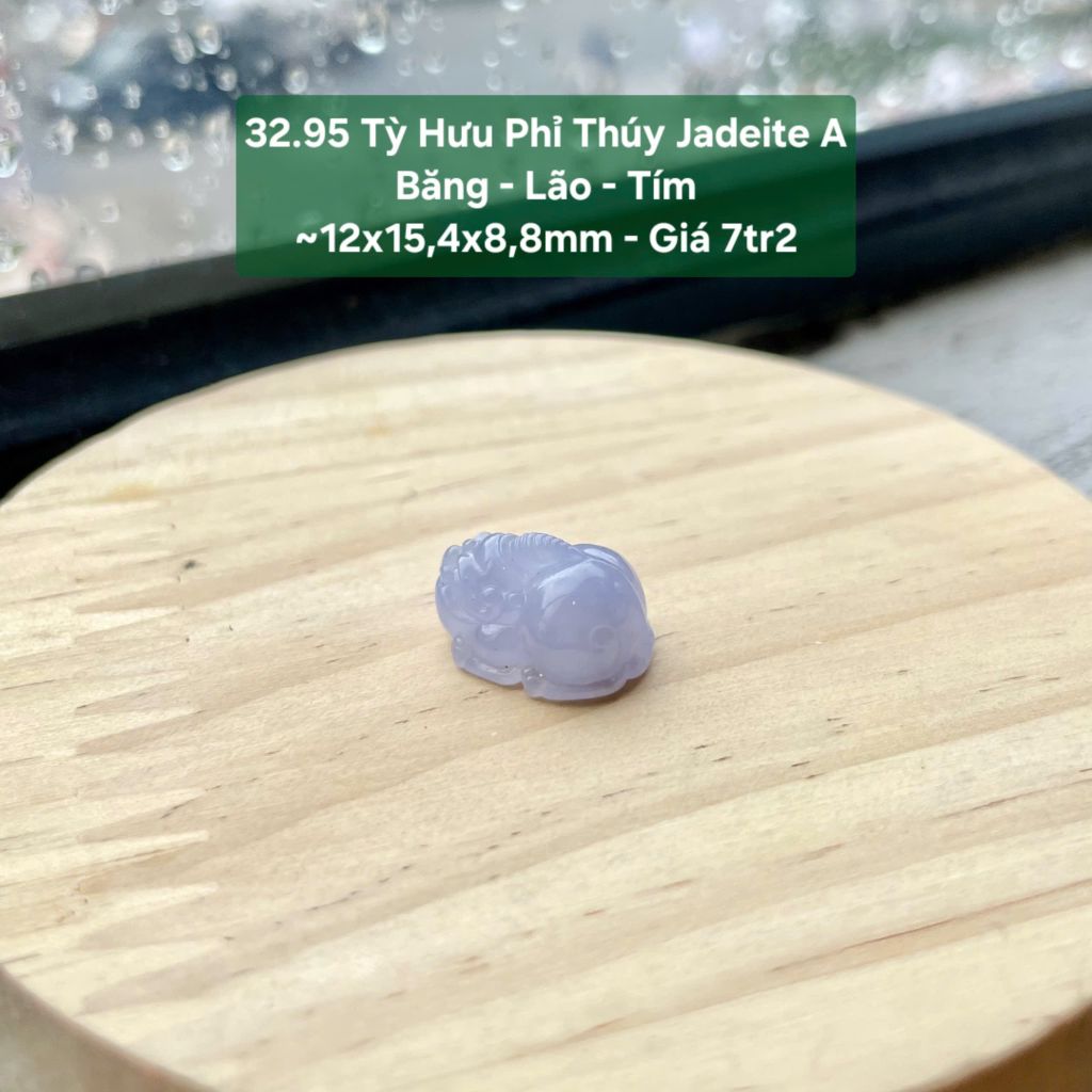 32.95 Tỳ Hưu Phỉ Thuý Jadeite A - Băng - Lão - Tím ~12x15,4x8,8mm