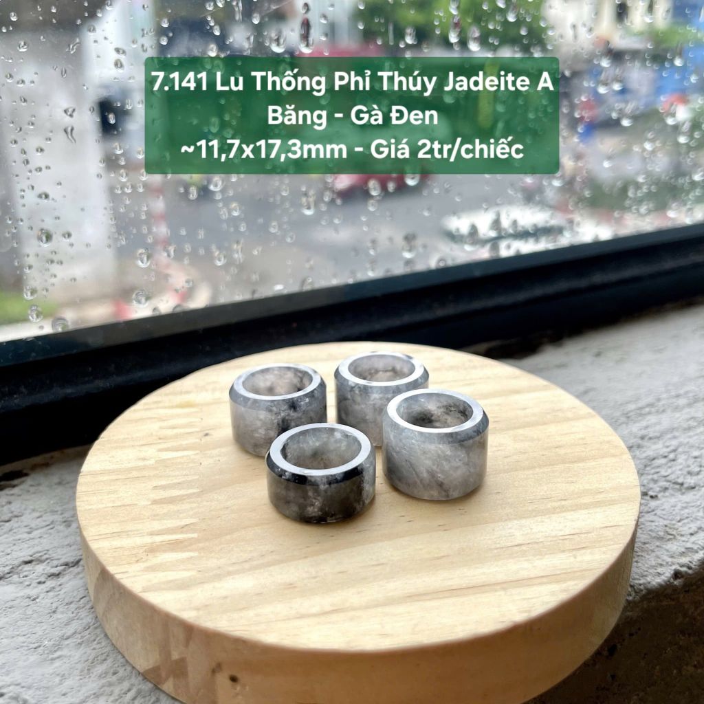 7.141 Lu Thống Phỉ Thuý Jadeite A - Băng - Gà Đen ~ 11,7x17,3mm