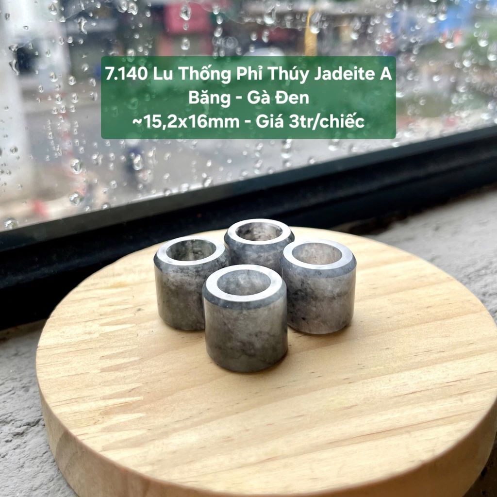 7.140 Lu Thống Phỉ Thuý Jadeite A - Băng - Gà Đen ~ 15,2x16mm