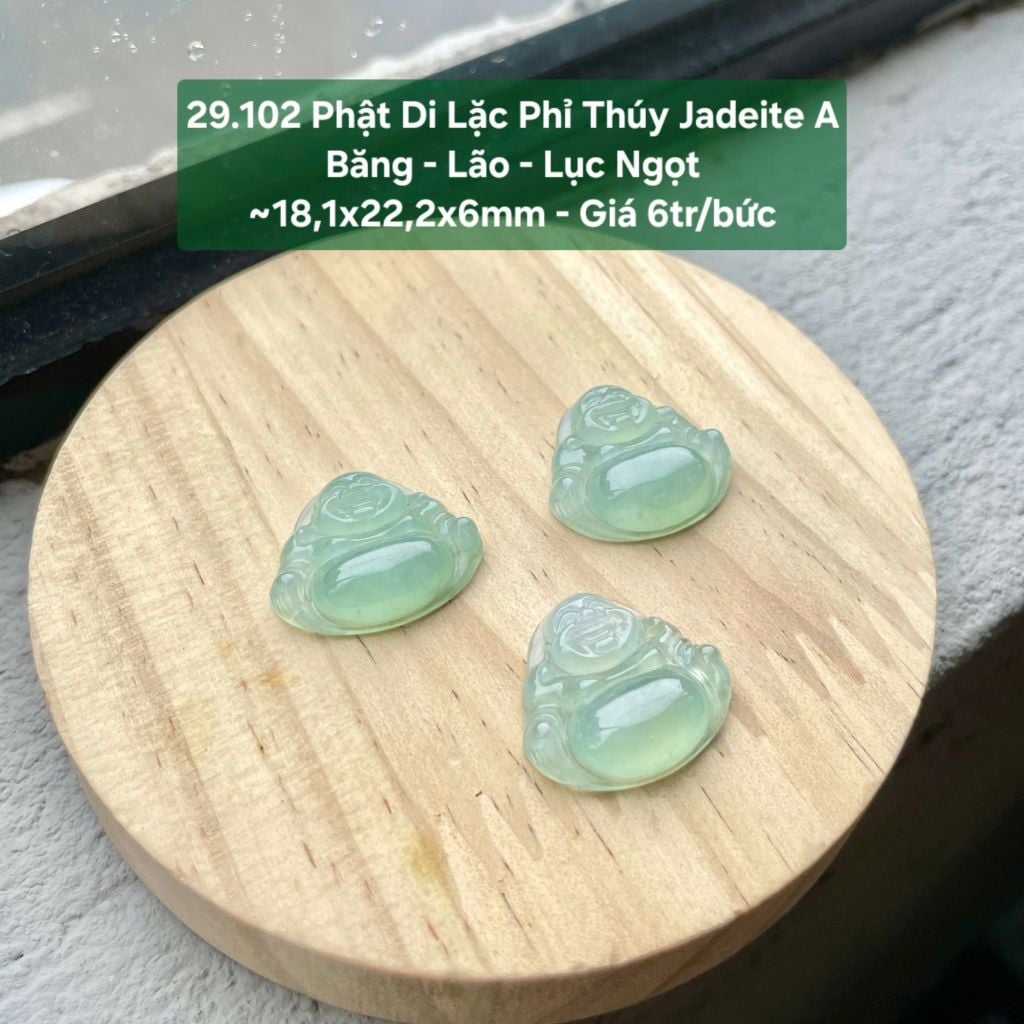 29.102 Phật Di Lặc Phỉ Thuý Jadeite A - Băng - Lão - Lục Ngọt ~ 10,1x22,2x6mm