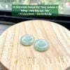 10.383 Cặp Khấu Donut Phỉ Thuý Jadeite A - Băng - Hoa Bay Lục Táo ~ 17,3x3,5mm