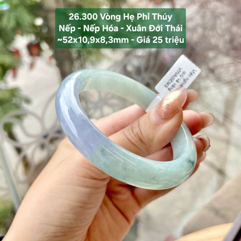 Vòng Hẹ Phỉ Thuý Nếp - Nếp Hoá - Xuân Đới Thái ~52x10,9x8,3mm 26.300