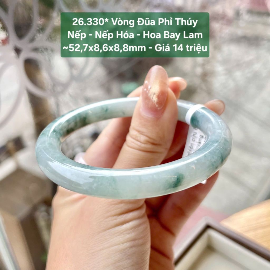 Vòng Đũa Phỉ Thuý Nếp - Nếp Hoá - Hoa Bay Lam~52,7x8,6x8,8mm 26.330*