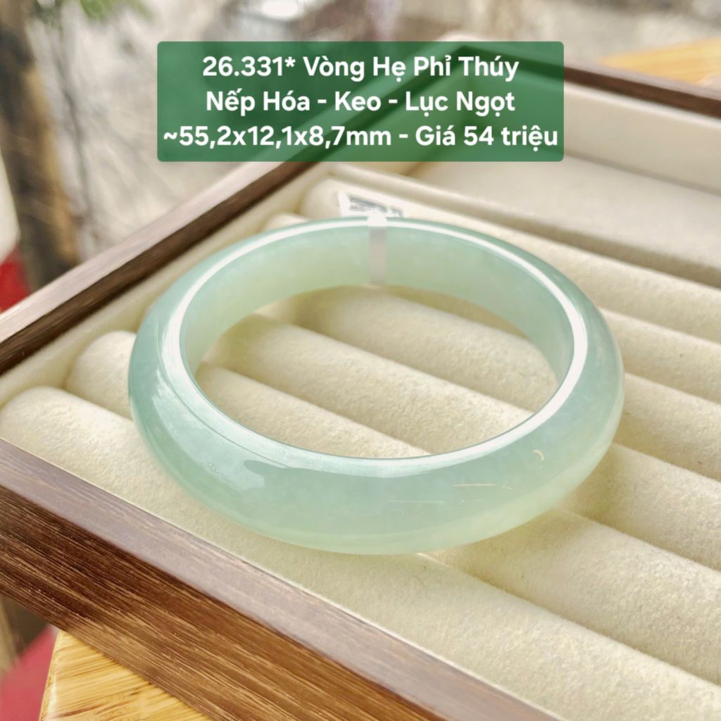Vòng Hẹ Phỉ Thuý Nếp Hoá - Keo - Lục Ngọt ~ 55,2x12,1x8,7mm 26.331*