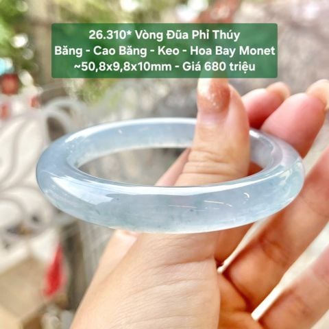 Vòng Đũa Phỉ Thuý Băng - Cao Băng - Keo - Hoa Bay Monet ~ 50,8x9,8x10mm 26.310*