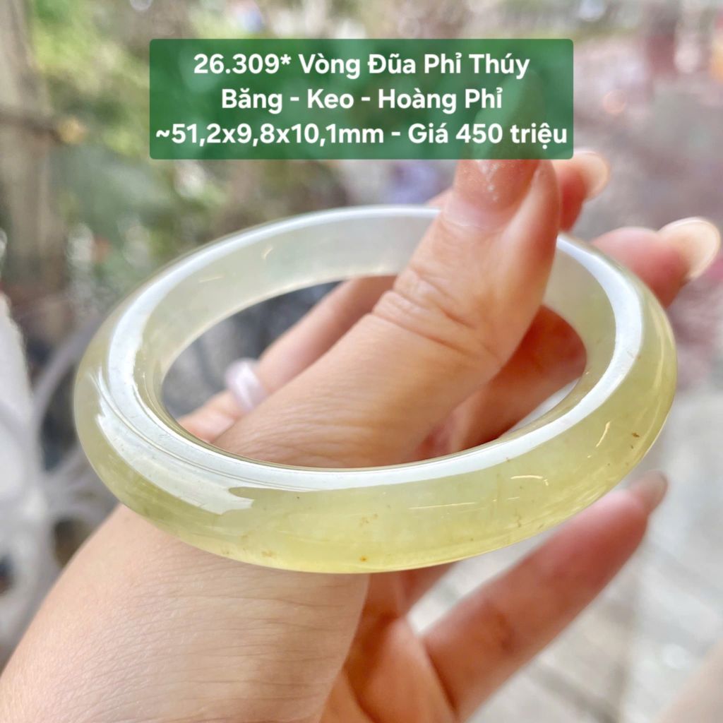 Vòng Đũa Phỉ Thuý Băng - Keo - Hoàng Phỉ ~51,2x9,8x10,1mm 26.309*