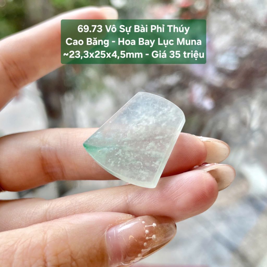 Vô Sự Bài Phỉ Thuý Cao Băng- Hoa Bay Lục Muna ~23,3x25x4,5mm 69.73