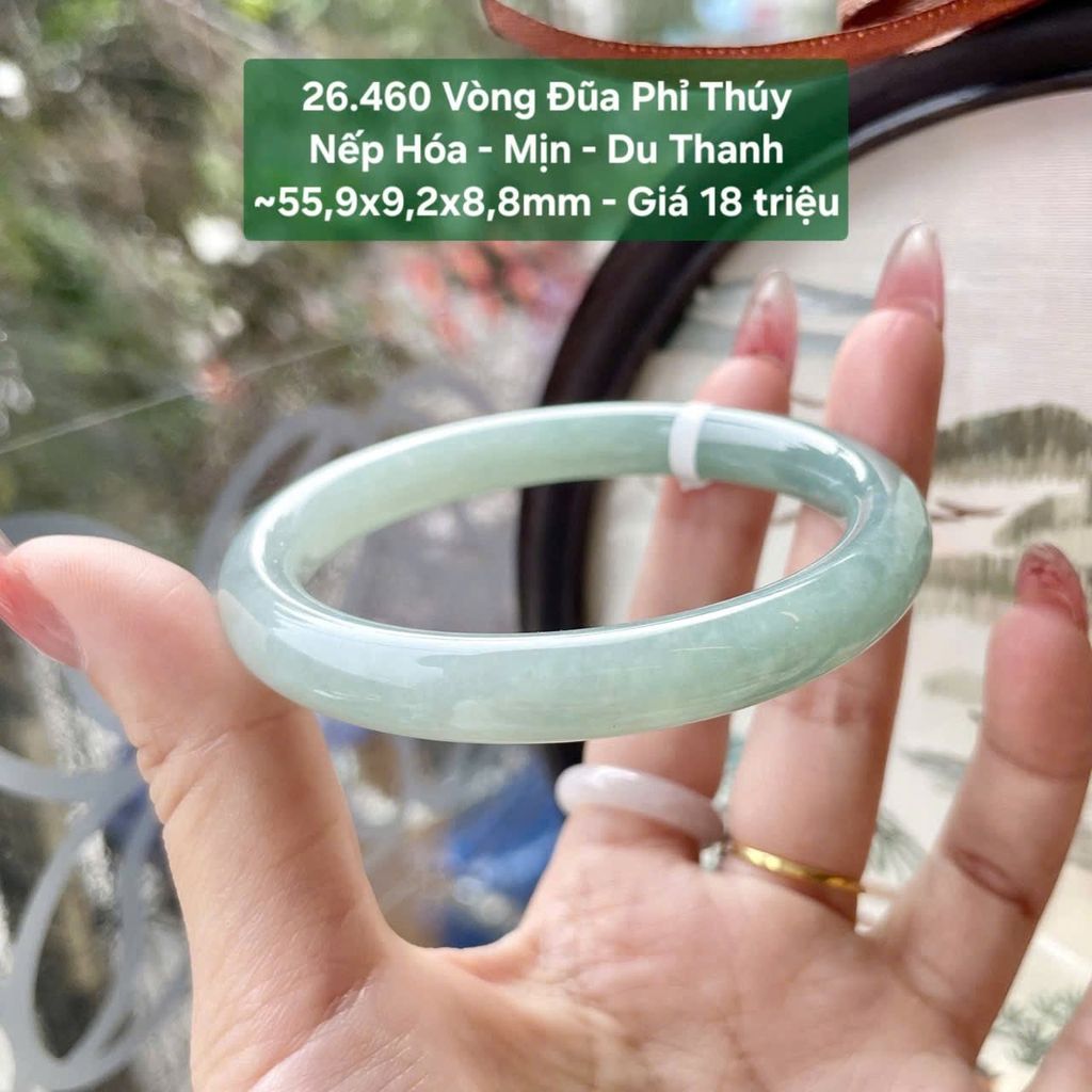 Vòng Đũa Phỉ Thuý Nếp Hoá - Mịn - Du Thanh ~55,9x9,2x8,8mm 26.460