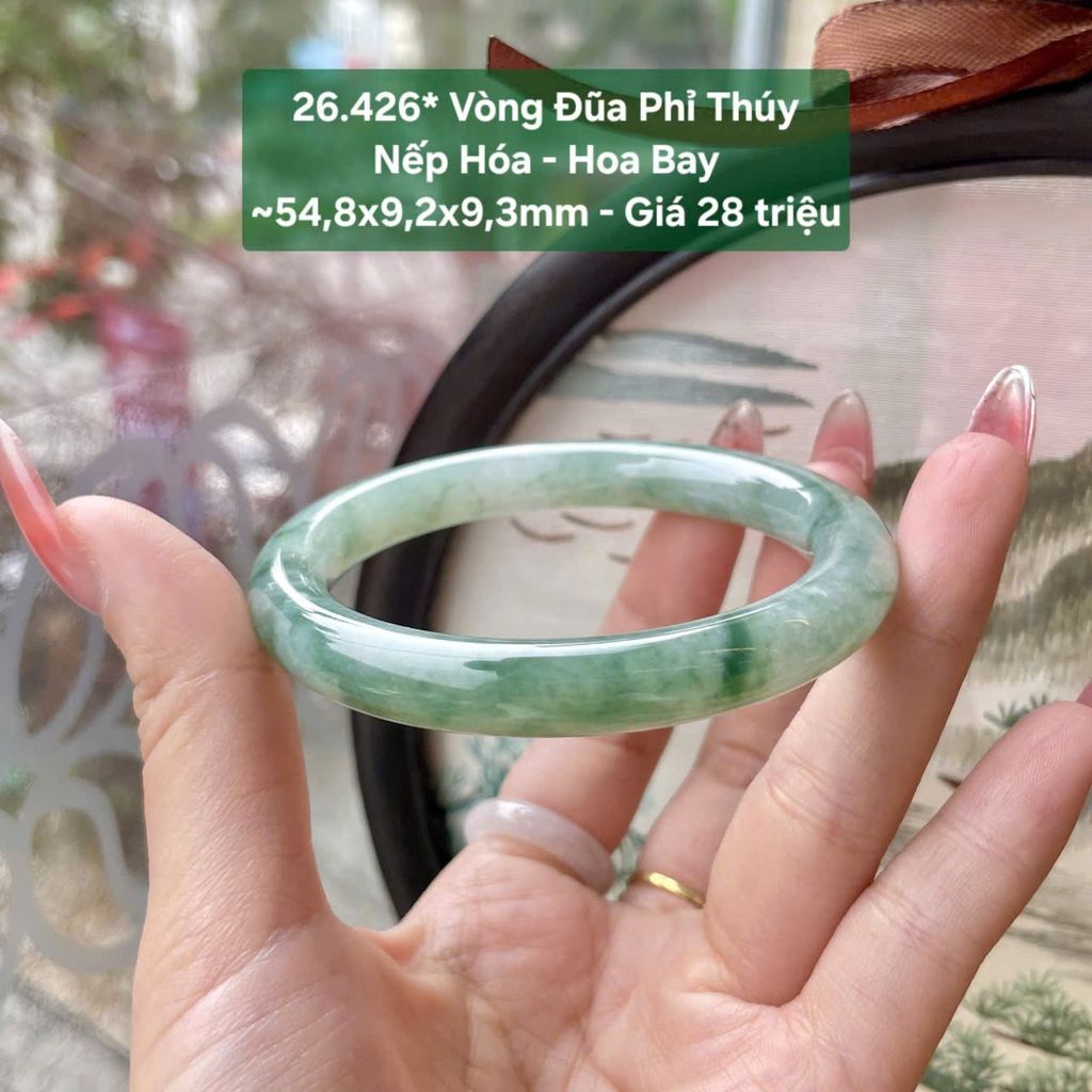 Vòng Đũa Phỉ Thuý Nếp Hoá - Hoa Bay ~54,8x9,2x9,3mm 26.426*