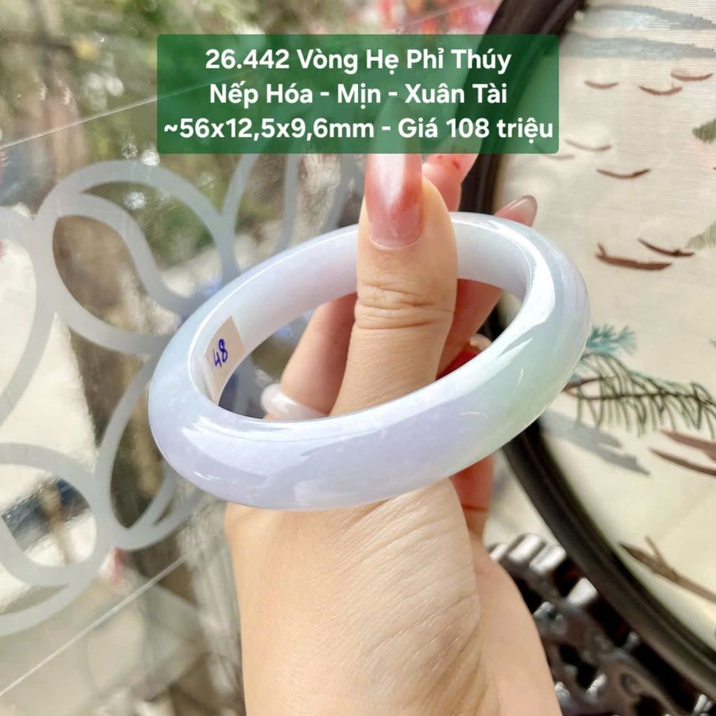 Vòng Đũa Phỉ Thuý Nếp Hoá - Mịn - Xuân Tài ~56x12,5x9,6mm 26.442