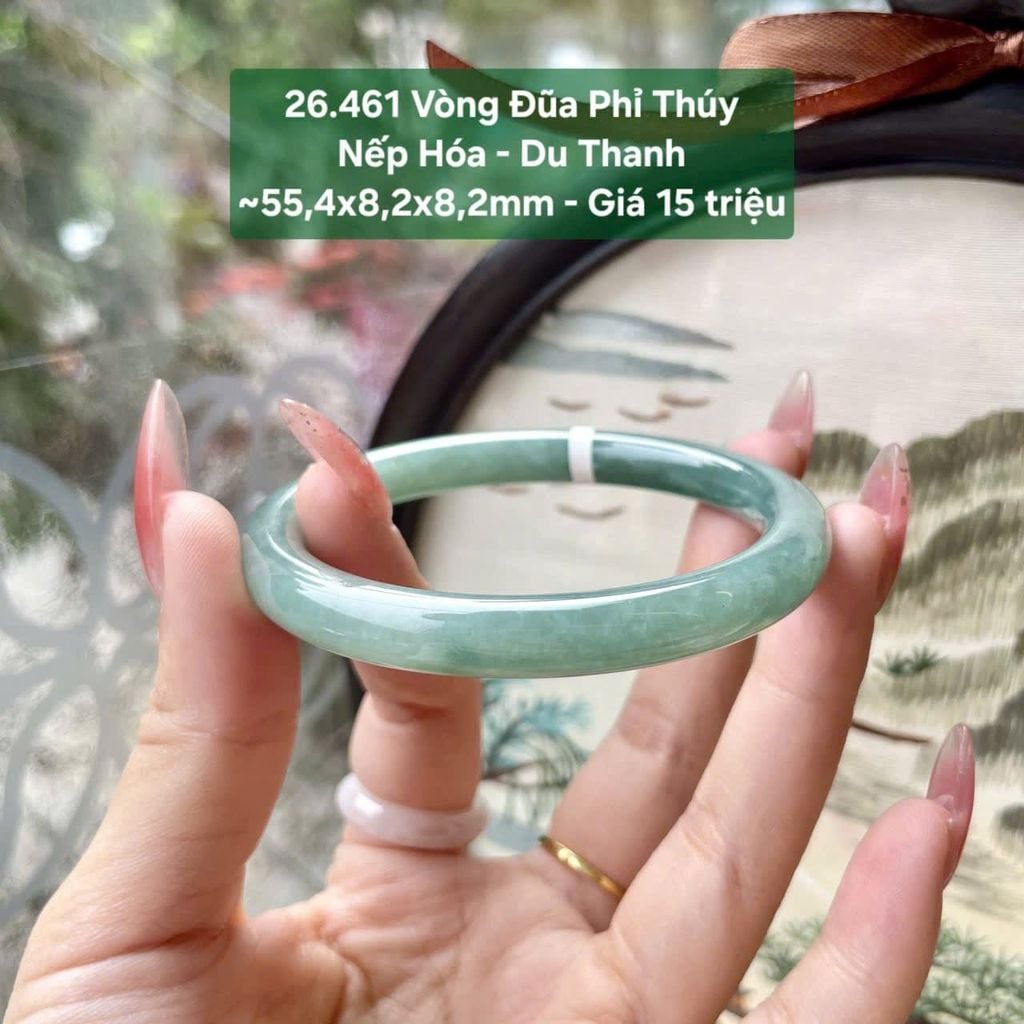 Vòng Đũa Phỉ Thuý Nếp Hoá - Du Thanh ~55,4x8,2x8,2mm 26.461