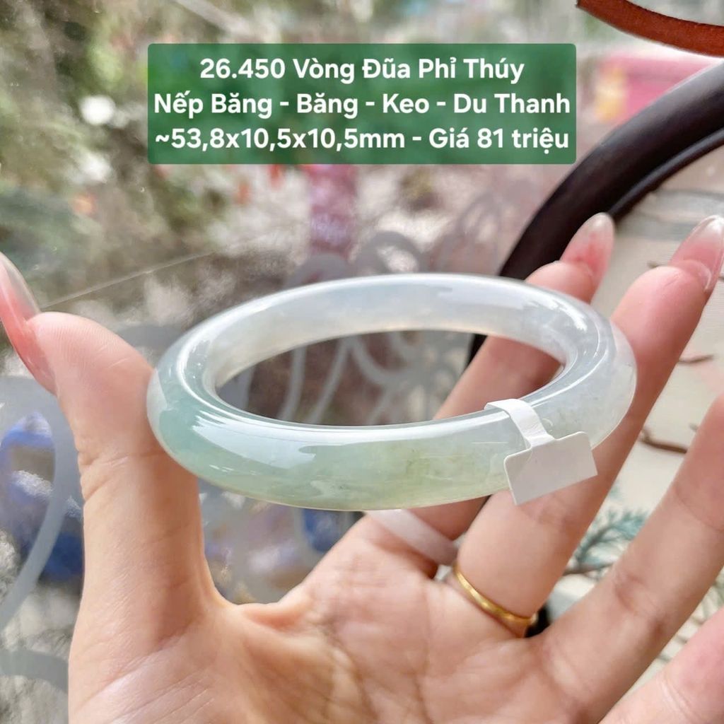 Vòng Đũa Phỉ Thuý Nếp Băng- Băng - Keo - Du Thanh ~53,8x10,5x10,5mm 26.450