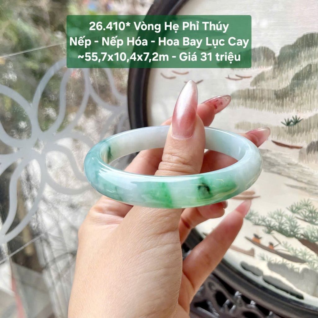 Vòng Đũa Phỉ Thuý Nếp- Nếp Hoá - Bay Lục Cay ~55,7x10,4x7,2mm 26.410*