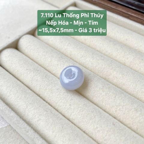Lu Thống Phỉ Thuý Nếp Hoá - Mịn - Tím ~15,5x7,5mm 7.110