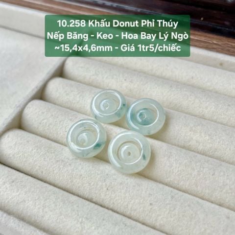 Khấu Donut Phỉ Thuý Nếp Băng - Keo - Hoa Bay Lý Ngò ~15,4x4,6mm 10.258