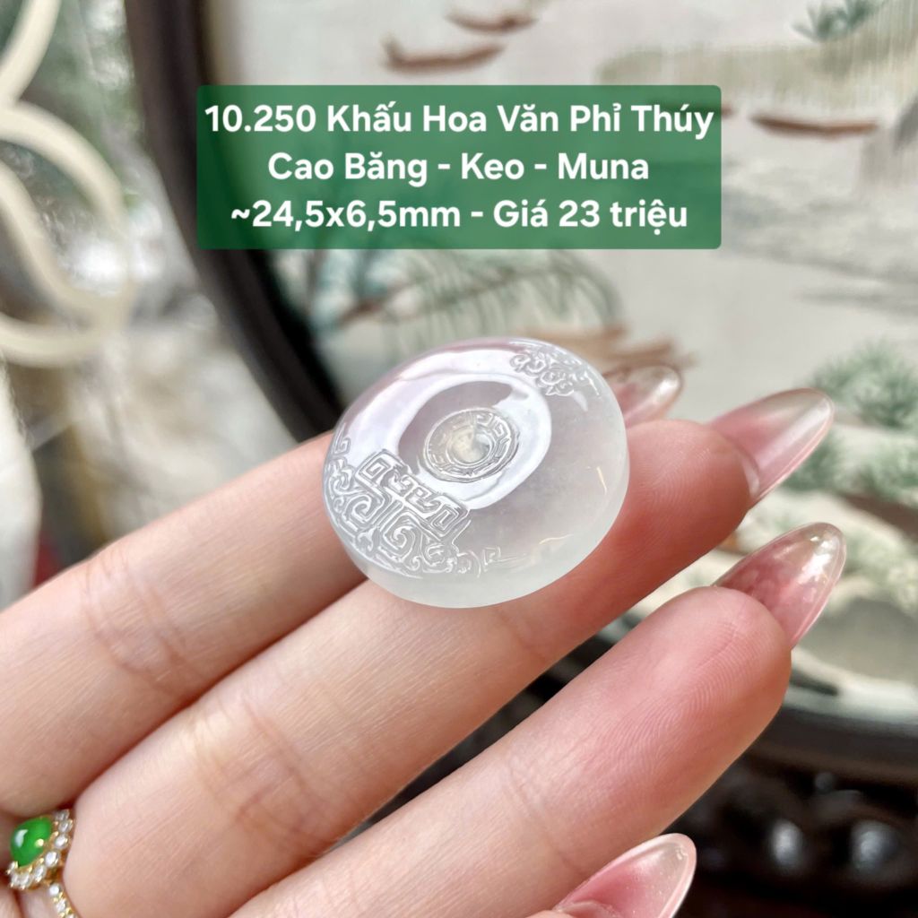 Khấu Hoa Văn Phỉ Thuý Cao Băng - Keo - Muna ~24,5x6,5mm 10.250