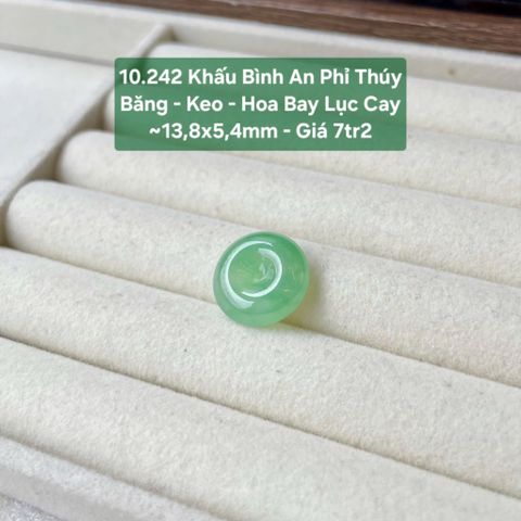 Khấu Bình An Phỉ Thuý Băng - Keo - Hoa Bay Lục Cay ~13,8x5,4mm 10.242