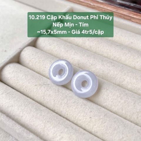 Cặp Khấu Donut Phỉ Thuý Nếp Mịn - Tím ~15,7x5mm 10.219