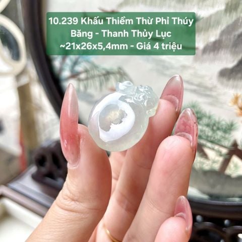 Khấu Thiềm Thừ Phỉ Thuý Băng - Thanh Thuỷ Lục ~21x26x5,4mm 10.239