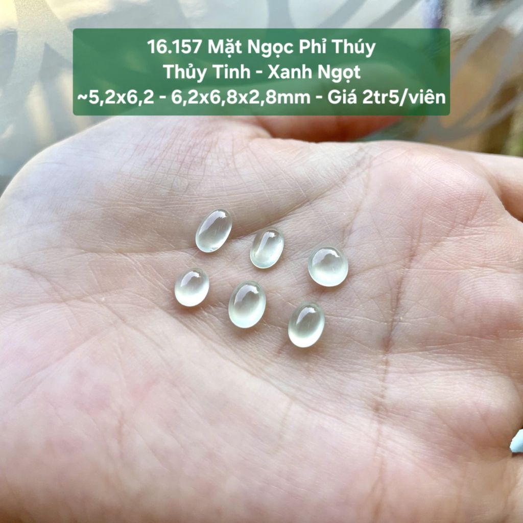 Mặt Ngọc Phỉ Thúy Thủy Tinh - Xanh Ngọt ~5,2x6,2 - 6,2x6,8x2,8mm 16.157