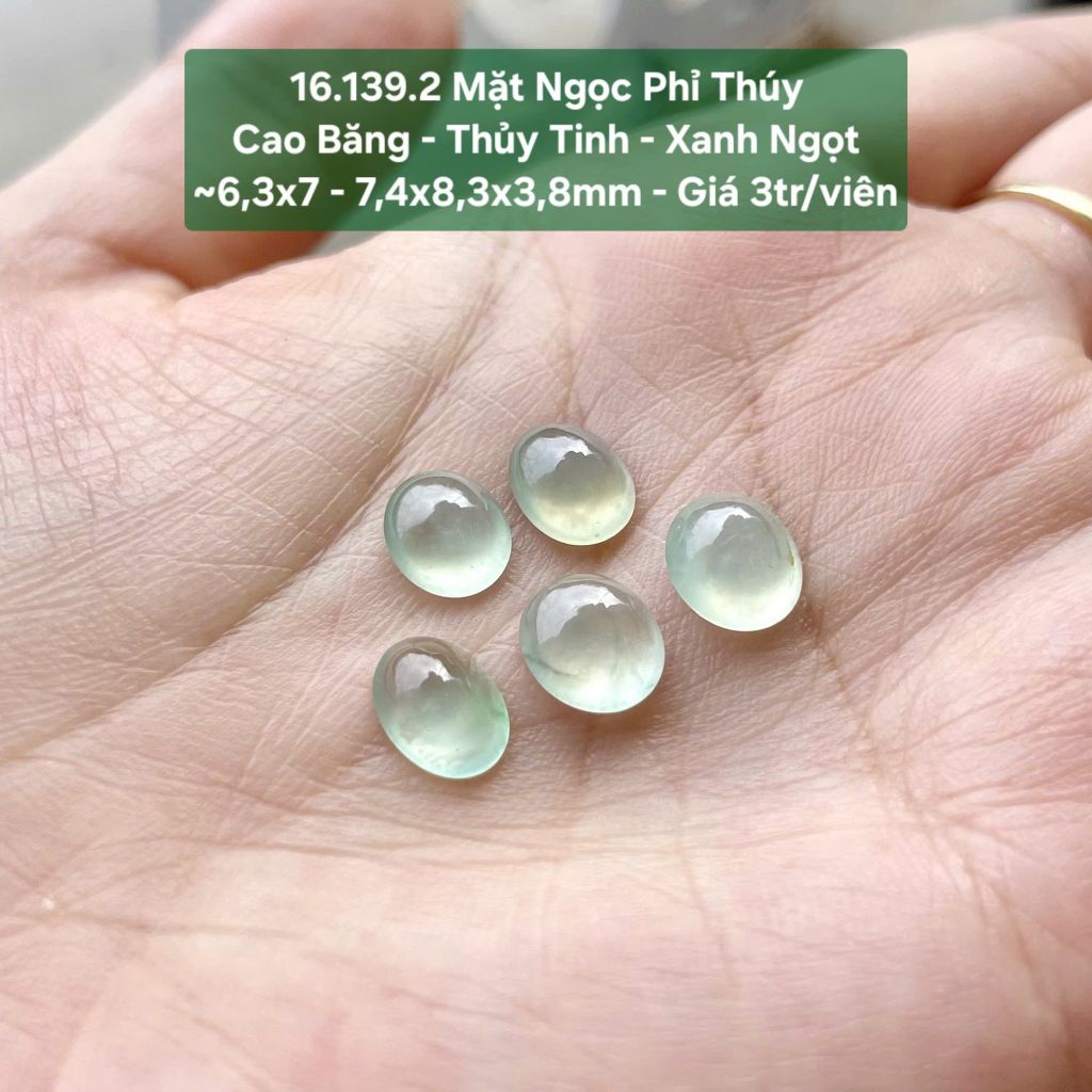Mặt Ngọc Phỉ Thúy Cao Băng - Thủy Tinh - Xanh Ngọt ~6,3x7 - 7,4x8,3x3,8mm 16.139.2