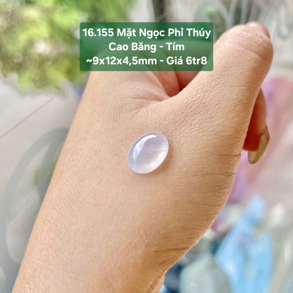 Mặt Ngọc Phỉ Thúy Cao Băng - Tím ~9x12x4,5mm 16.155