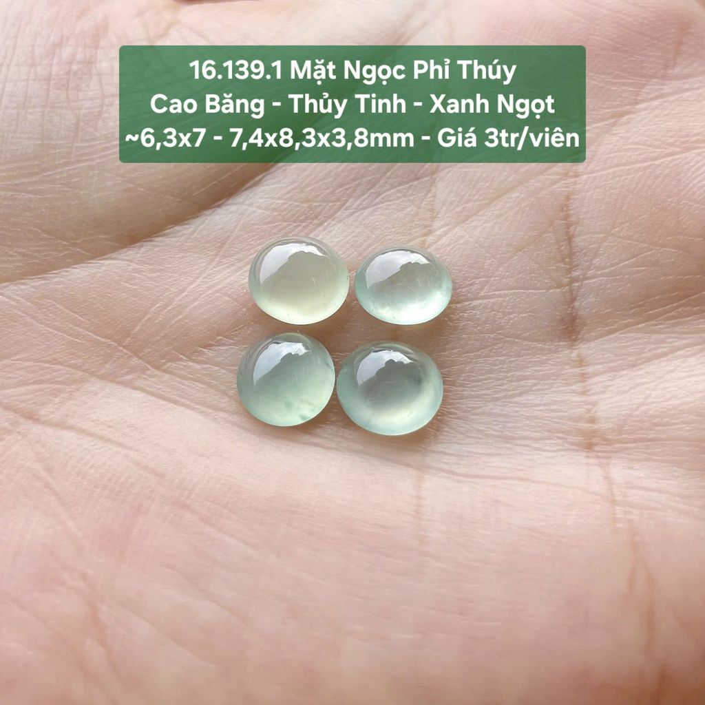 Mặt Ngọc Phỉ Thúy Cao Băng - Thủy Tinh - Xanh Ngọt ~6,3x7 - 7,4x8,3x3,8mm 16.139.1