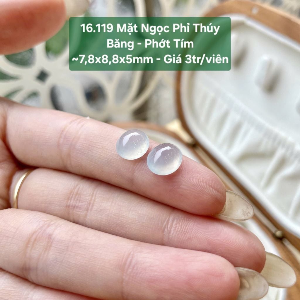 Mặt Ngọc Phỉ Thúy Băng - Phớt Tím ~7,8x8,8x5mm 16.119