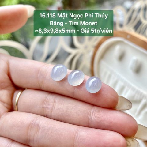 Mặt Ngọc Phỉ Thúy Băng - Tím Monet ~8,3x9,8x5mm 16.118