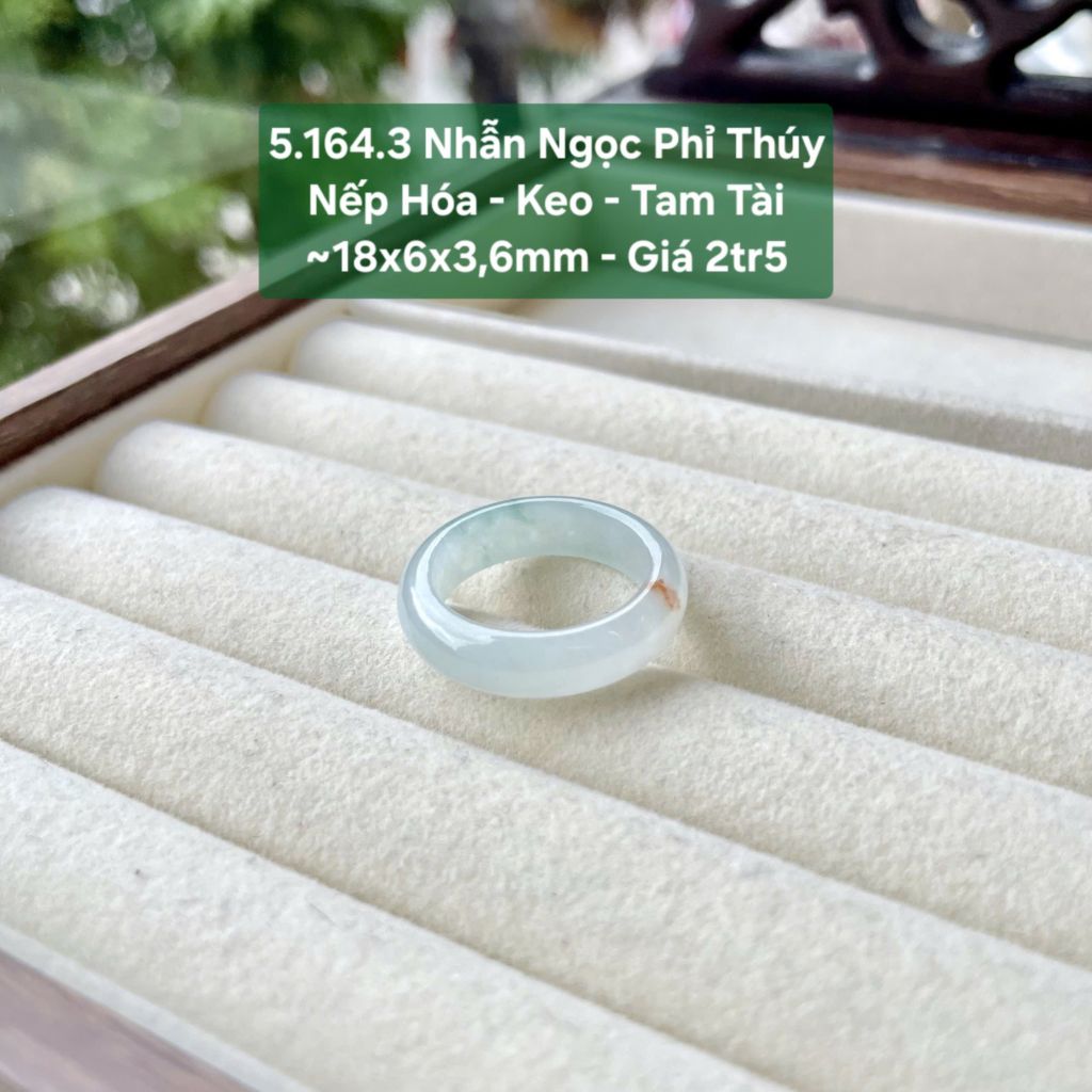 Nhẫn Ngọc Phỉ Thuý Nếp Hoá - Keo - Tam Tài ~18x6x3,6mm 5.164.3