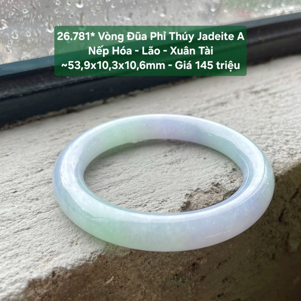 26.781* Vòng Đũa Phỉ Thuý Jadeite A - Nếp Hoá - Lão - Xuân Tài ~53,9x10,3x10,6mm