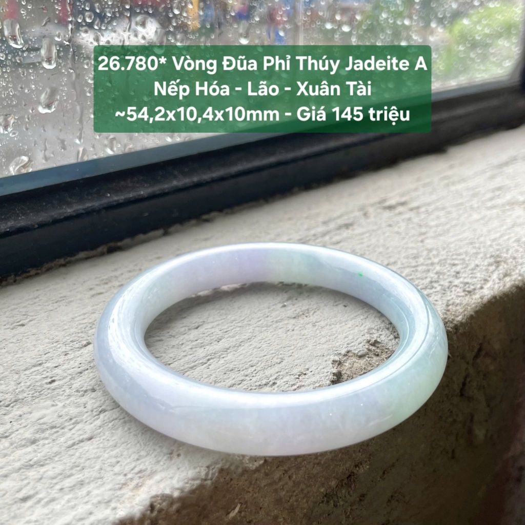 26.780* Vòng Đũa Phỉ Thuý Jadeite A - Nếp Hoá - Lão - Xuân Tài ~ 54,2x10,4x10mm