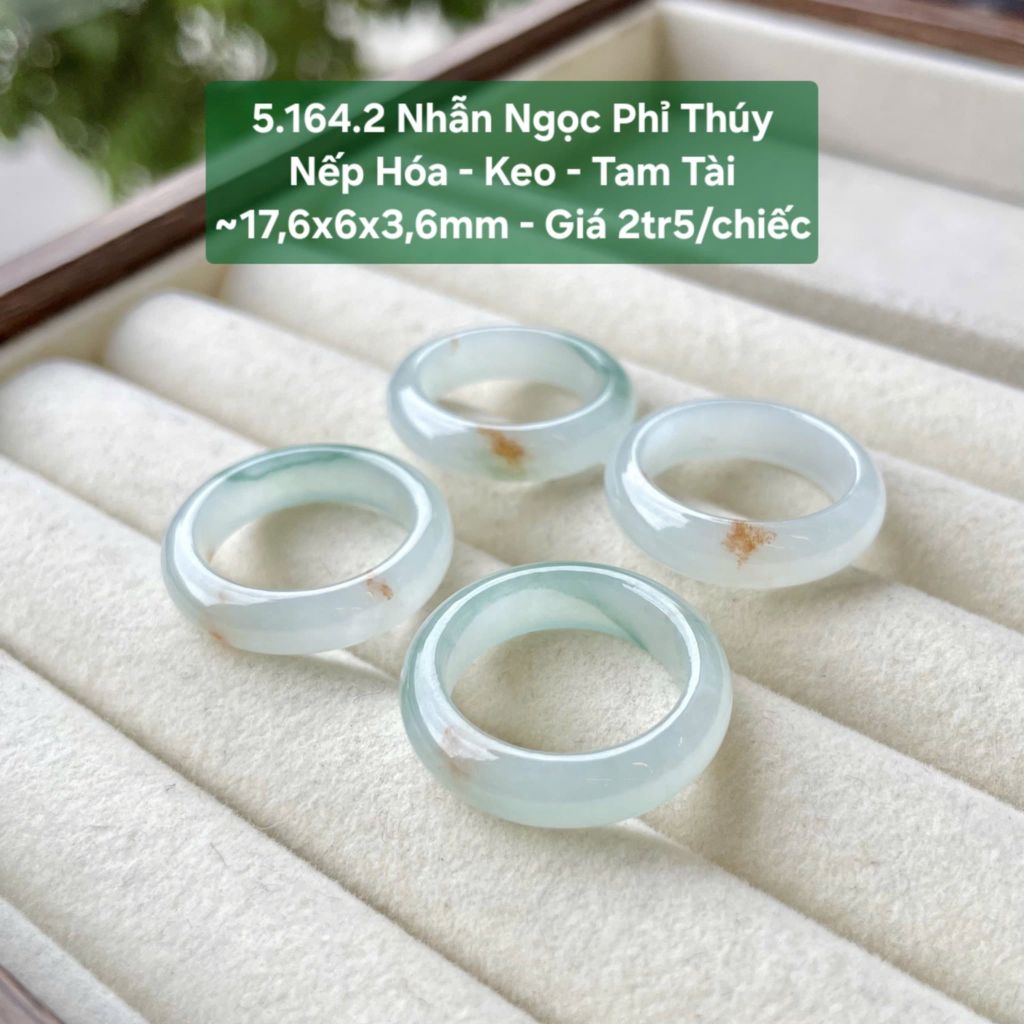 Nhẫn Ngọc Phỉ Thuý Nếp Hoá - Keo - Tam Tài ~17,6x6x3,6mm 5.164.2