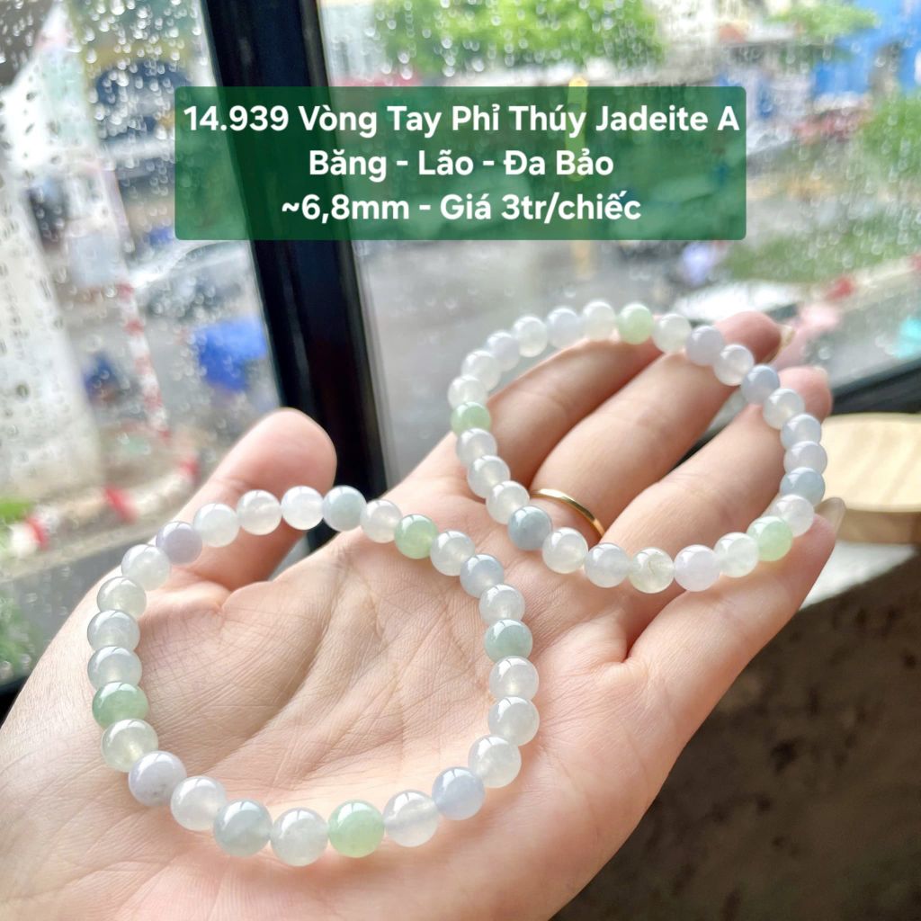 14.939 Vòng Tay Phỉ Thuý Jadeite A - Băng - Lão - Đa Bảo ~ 6,8mm