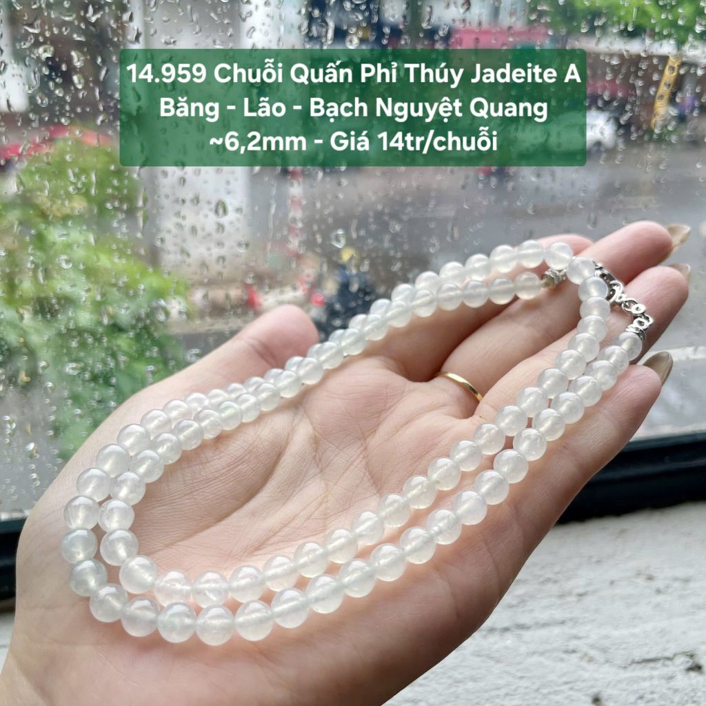 14.959 Chuỗi Quấn Phỉ Thuý Jadeite A - Băng - Lão - Bạch Nguyệt Quang ~ 6,2mm