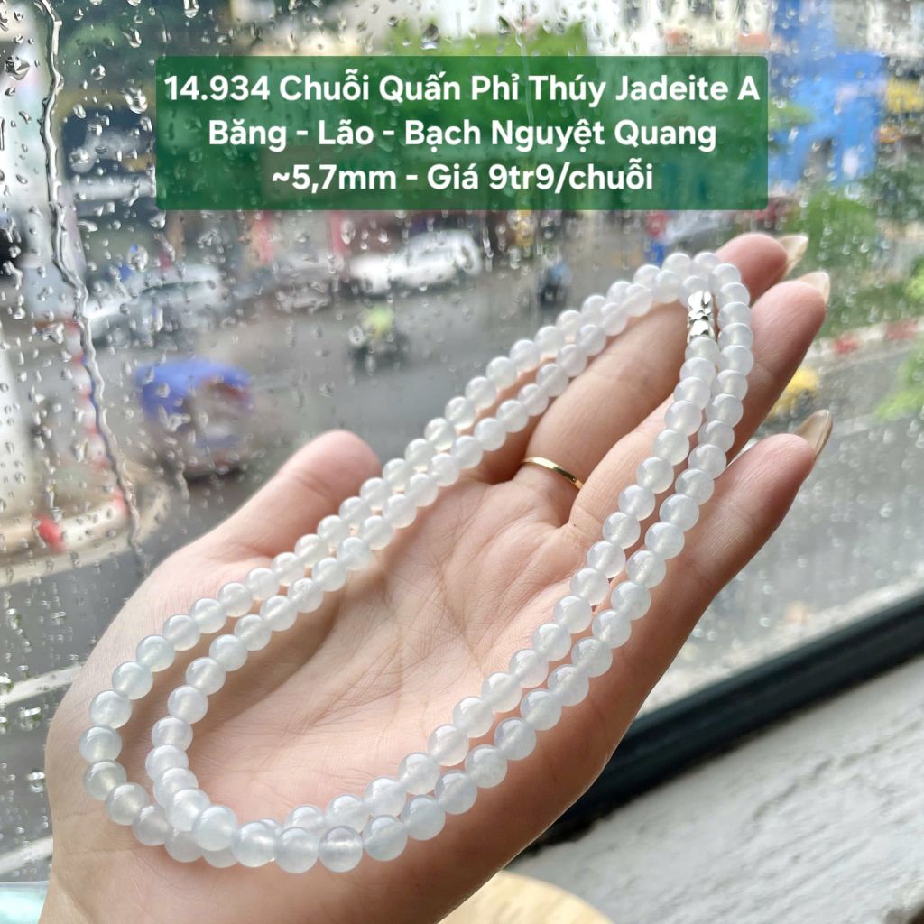 14.934 Chuỗi Quấn Phỉ Thuý Jadeite A - Băng - Lão - Bạch Nguyệt Quang ~ 5,7mm