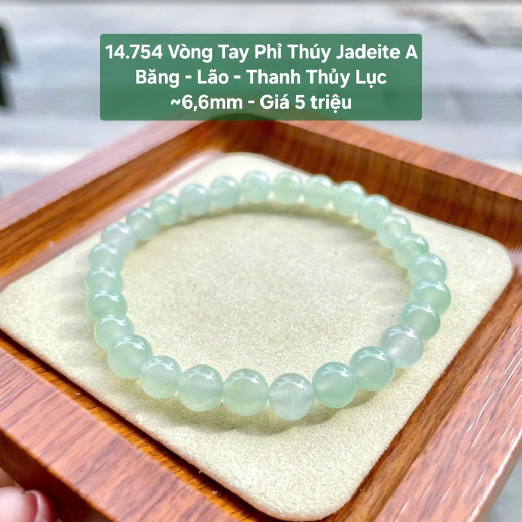 14.754 Vòng Tay Phỉ Thuý Jadeite A - Băng - Lão - Thanh Thuỷ Lục ~6,6mm