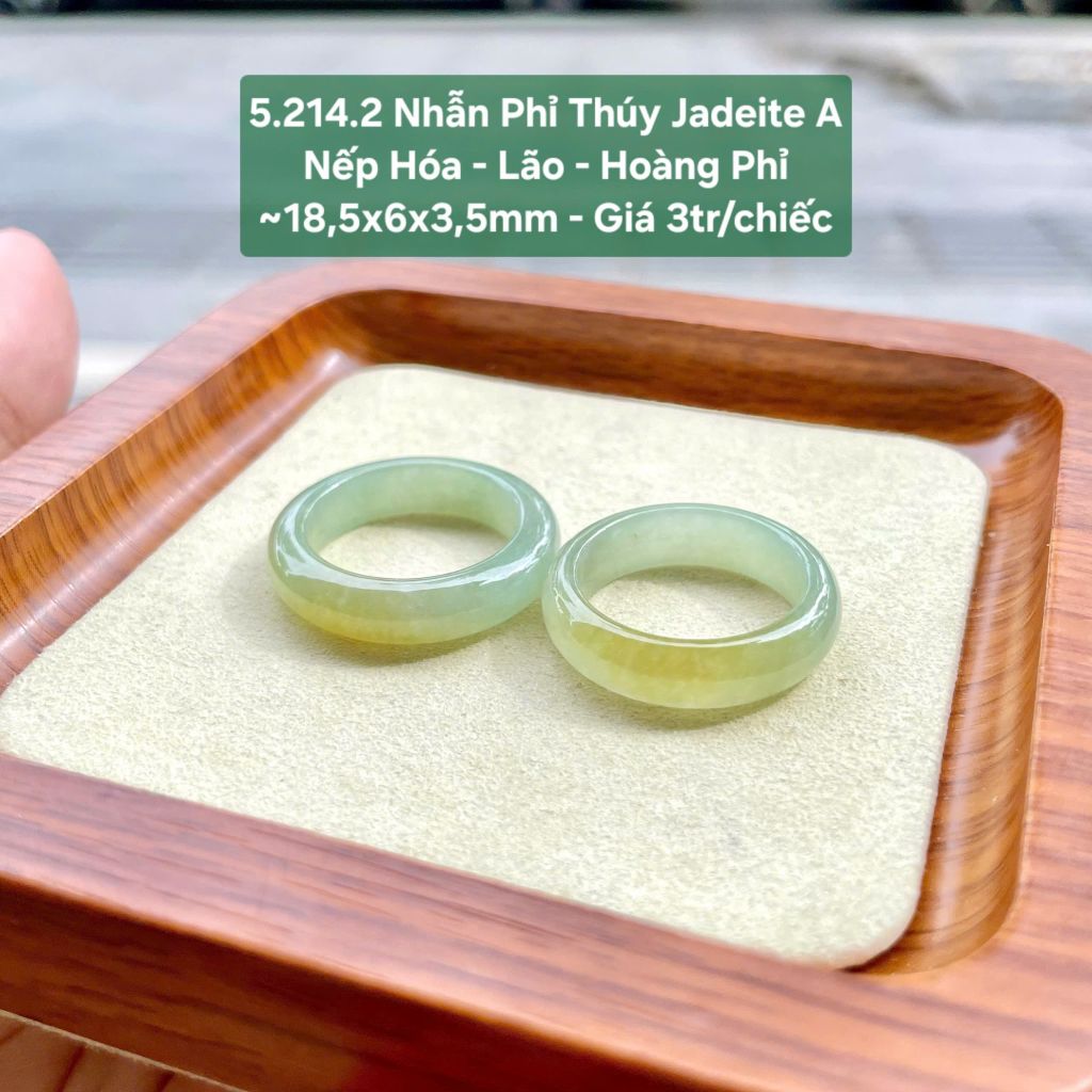 5.214.2 Nhẫn Phỉ Thuý Jadeite A - Nếp Hoá - Lão - Hoàng Phỉ ~ 18,5x6x3,5mm