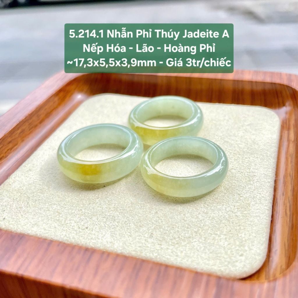 5.214.1 Nhẫn Phỉ Thuý Jadeite A - Nếp Hoá - Lão - Hoàng Phỉ ~ 17,3x5,5x3,9mm