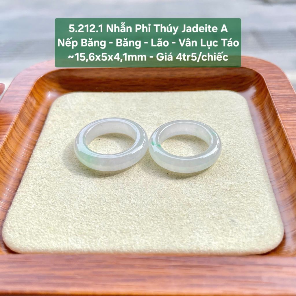 5.212.1 Nhẫn Phỉ Thuý Jadeite A - Nếp Băng- Băng - Lão - Lục Táo ~15,6x5x4,1mm
