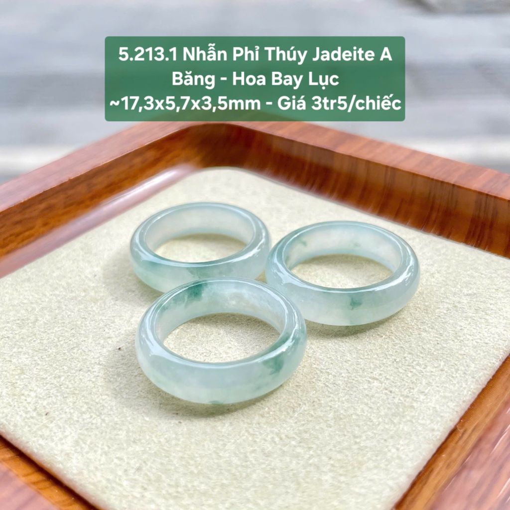 5.213.1 Nhẫn Phỉ Thuý Jadeite A Băng - Hoa Bay Lục ~17,3x5,7x3,5mm