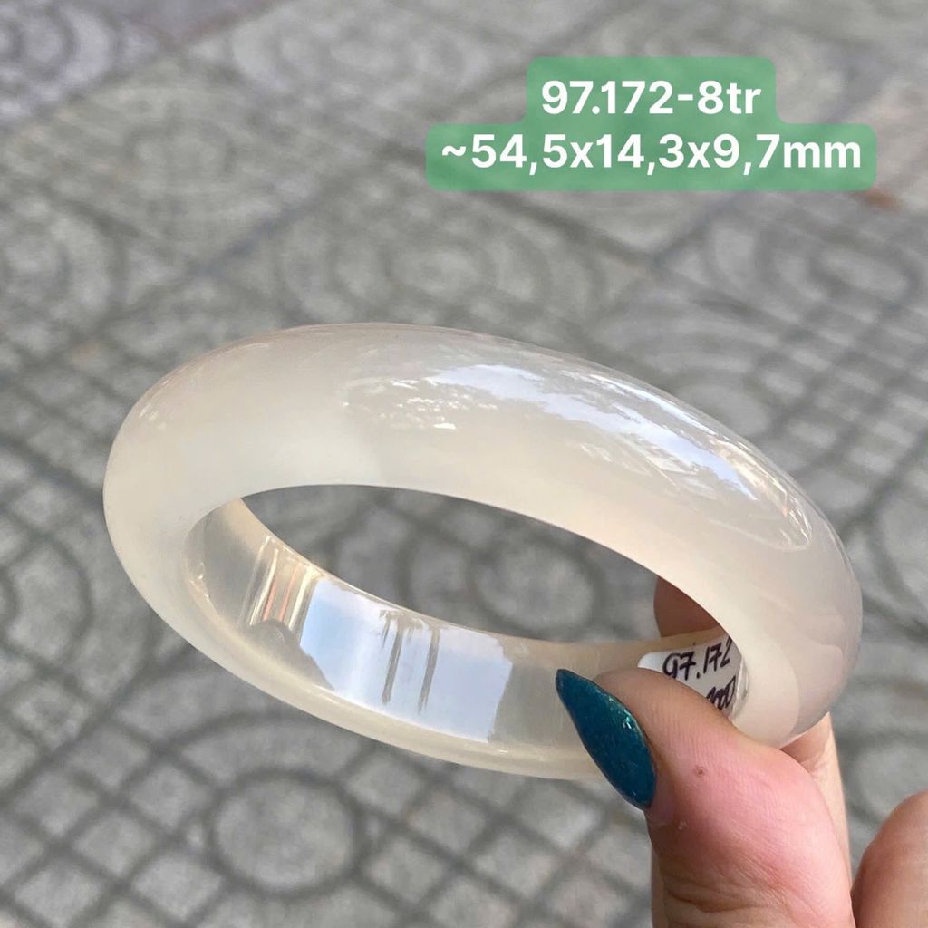 Vòng Hẹ Ngọc Tuỷ Chalcedony Bạch Nguyệt Quang ~54,5x14,3x9,7mm 97.172