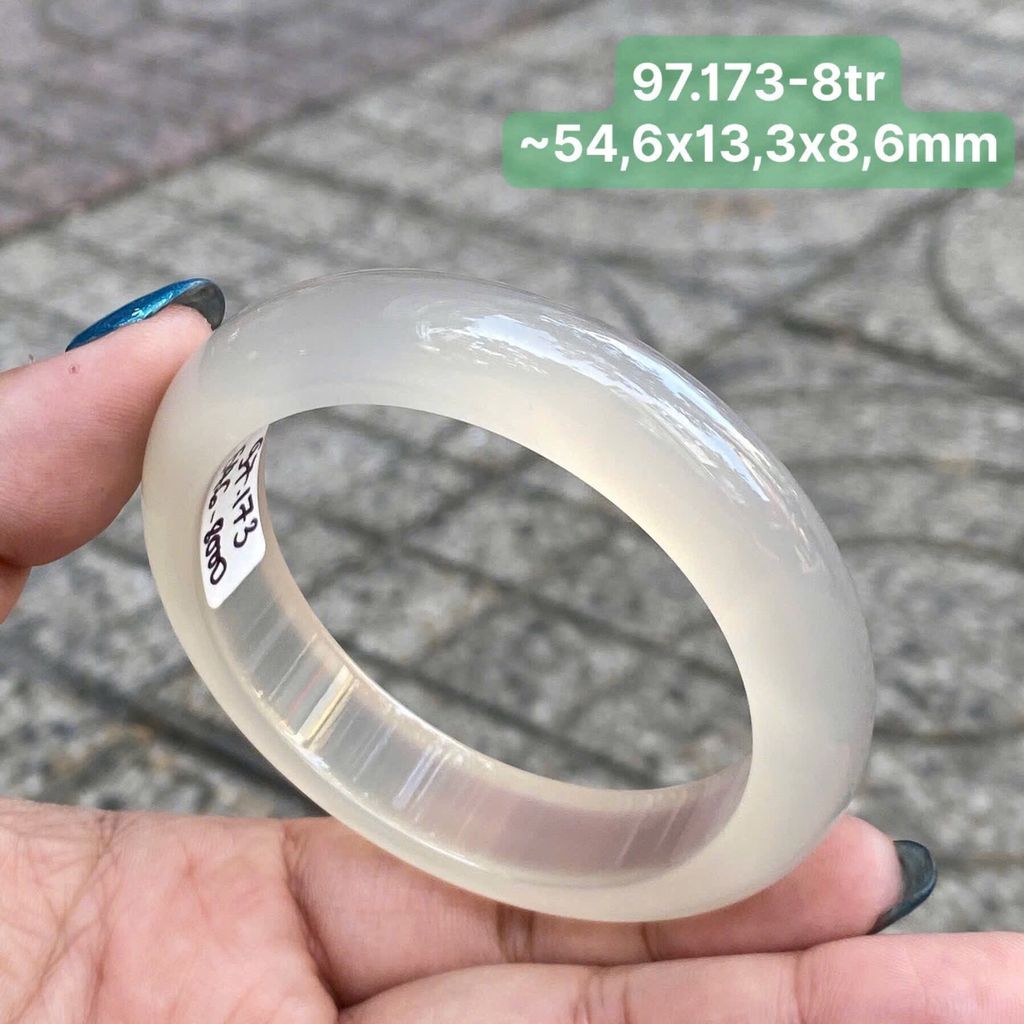 Vòng Hẹ Ngọc Tuỷ Chalcedony Bạch Nguyệt Quang ~54,6x13,3x8,6mm 97.173