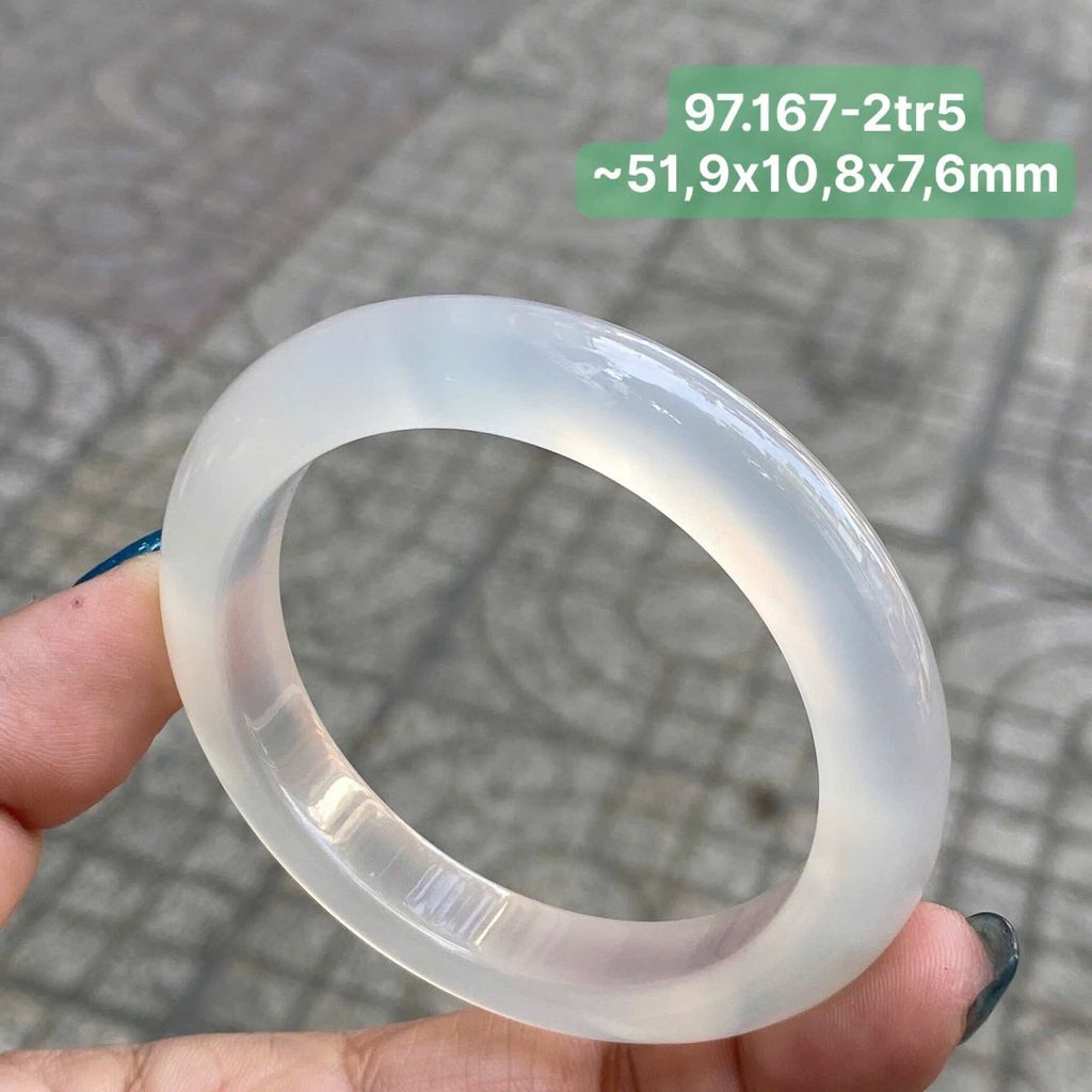 Vòng Hẹ Ngọc Tuỷ Chalcedony Bạch Nguyệt Quang ~51,9x10,8x7,6mm 97.167