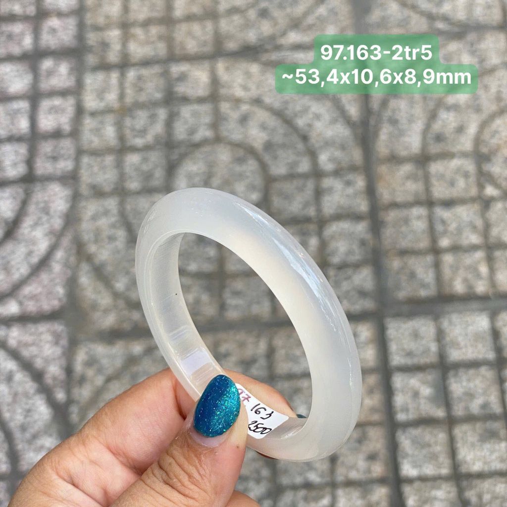 Vòng Hẹ Ngọc Tuỷ Chalcedony Bạch Nguyệt Quang ~53,4x10,6x8,9mm 97.163