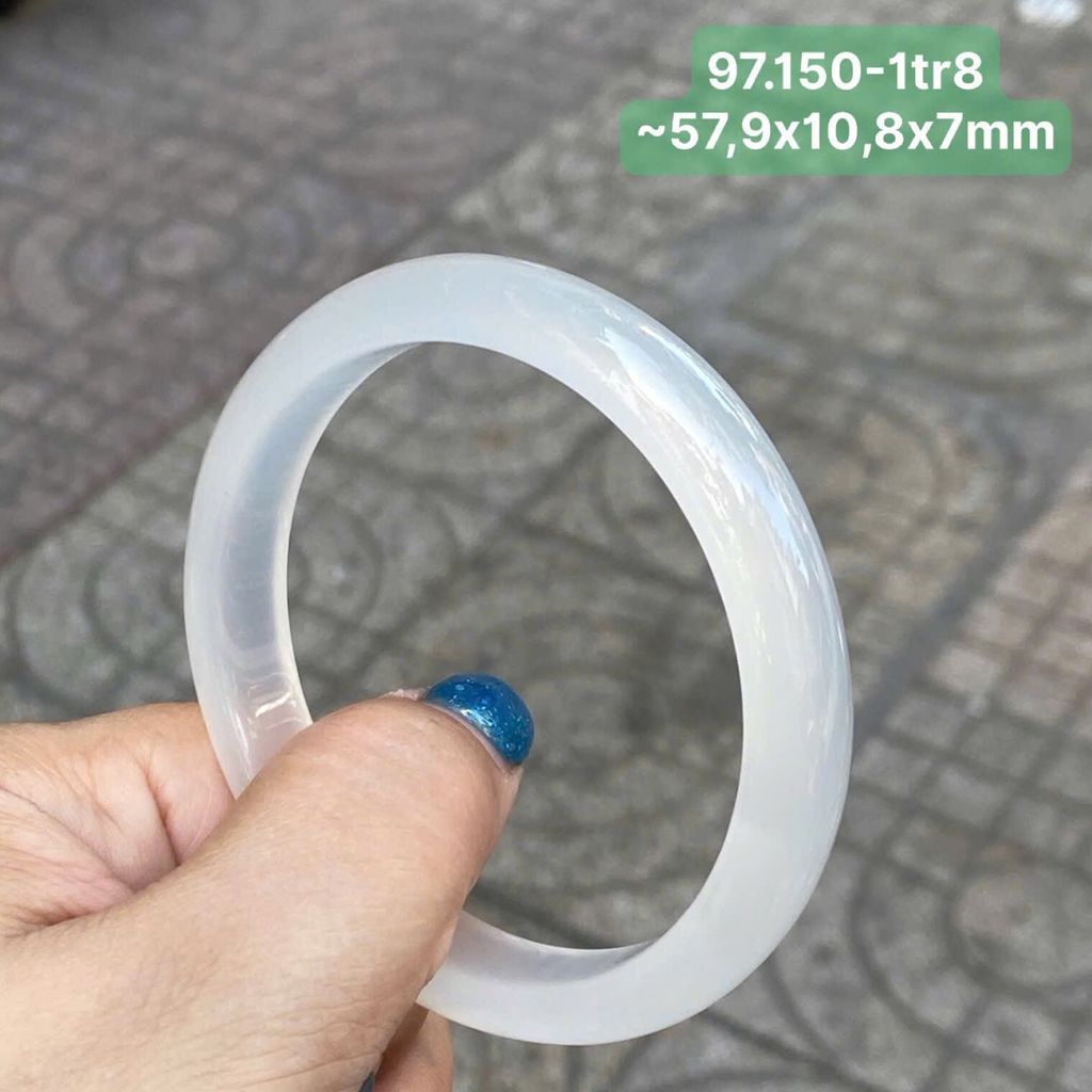 Vòng Hẹ Ngọc Tuỷ Chalcedony Bạch Nguyệt Quang ~57,9x10,8x7mm  97.150