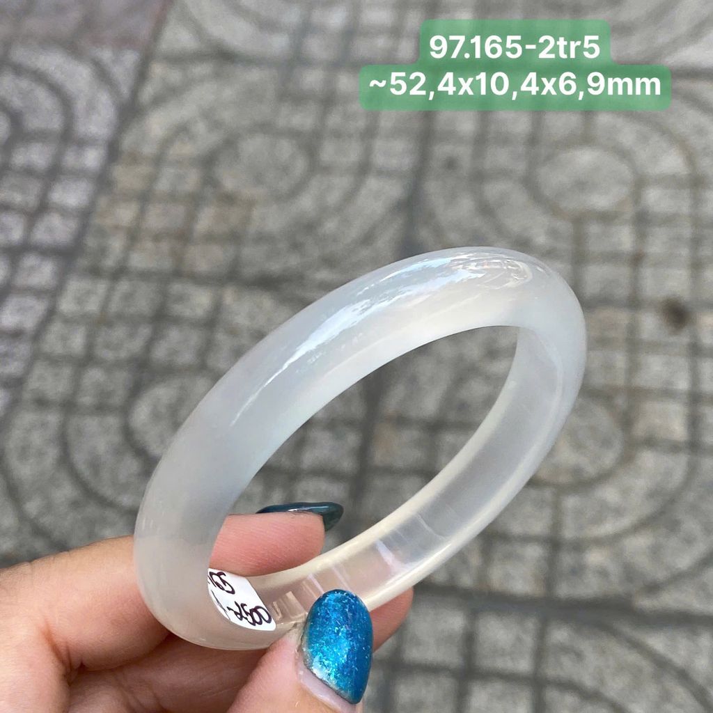 Vòng Hẹ Ngọc Tuỷ Chalcedony Bạch Nguyệt Quang ~52,4x10,4x6,9mm 97.165