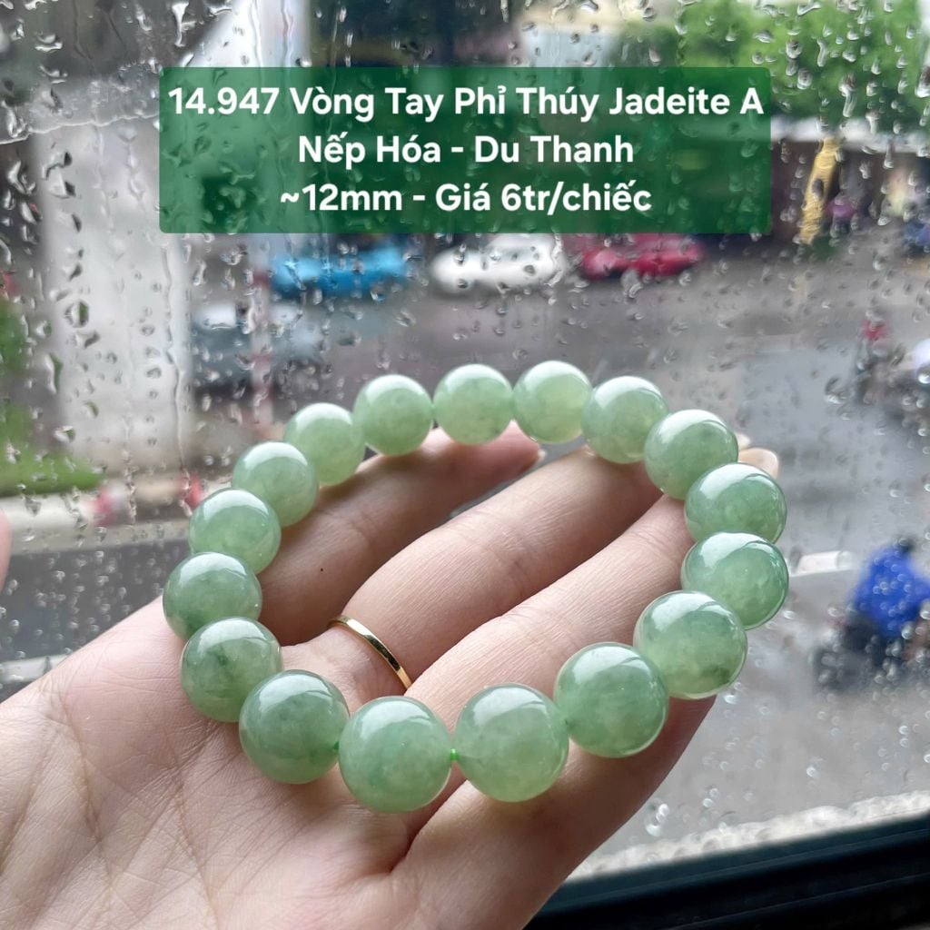 14.947 Vòng Tay Phỉ Thuý Jadeite A - Nếp Hoá - Du Thanh ~12mm