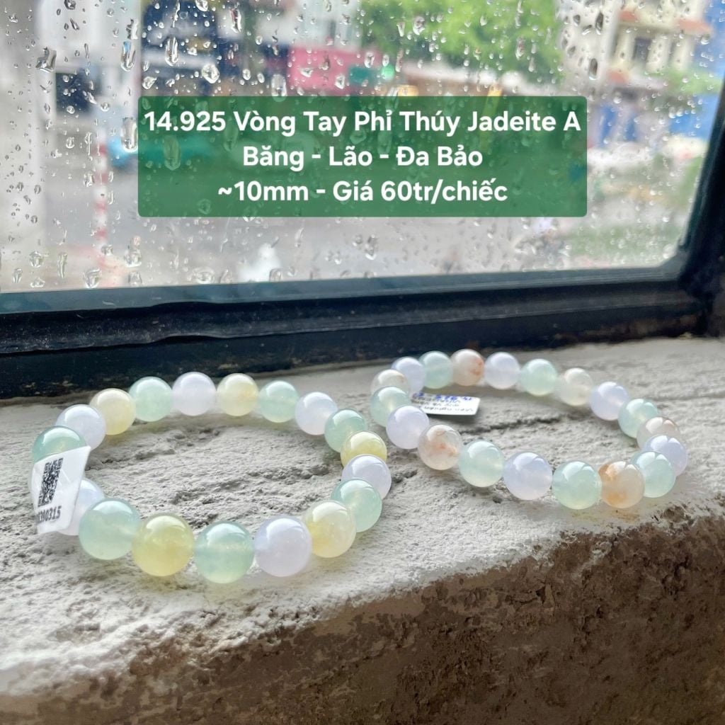 14.925 Vòng Tay Phỉ Thuý Jadeite A - Băng - Lão - Đa Bảo ~ 10mm